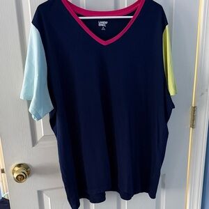 Lands' End Multicolor V-Neck 2x Tee